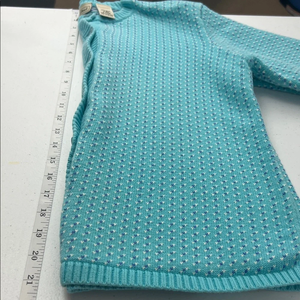 Vintage‎ L.L. Bean Women's Teal  Heart Design Cottagecore Cardigan Size Small